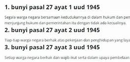 Pasal 27 Ayat 2 Uud Nri Tahun 1945 Berisi